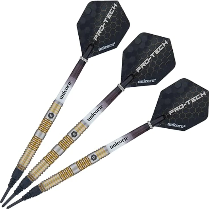 Unicorn Pro-Tech 6 90% Softdarts 20 Gramm, goldenes Titanplattiertes Design mit U-Unicorn Logo-Stempel – Bild 3