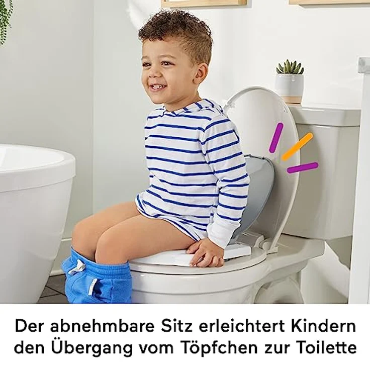 Fisher-Price Meine erste Toilette Töpfchen für Babys, deutsche Version, interaktives Trainingstöpfchen mit Musik und Geräuschen, HJC38 – Bild 4