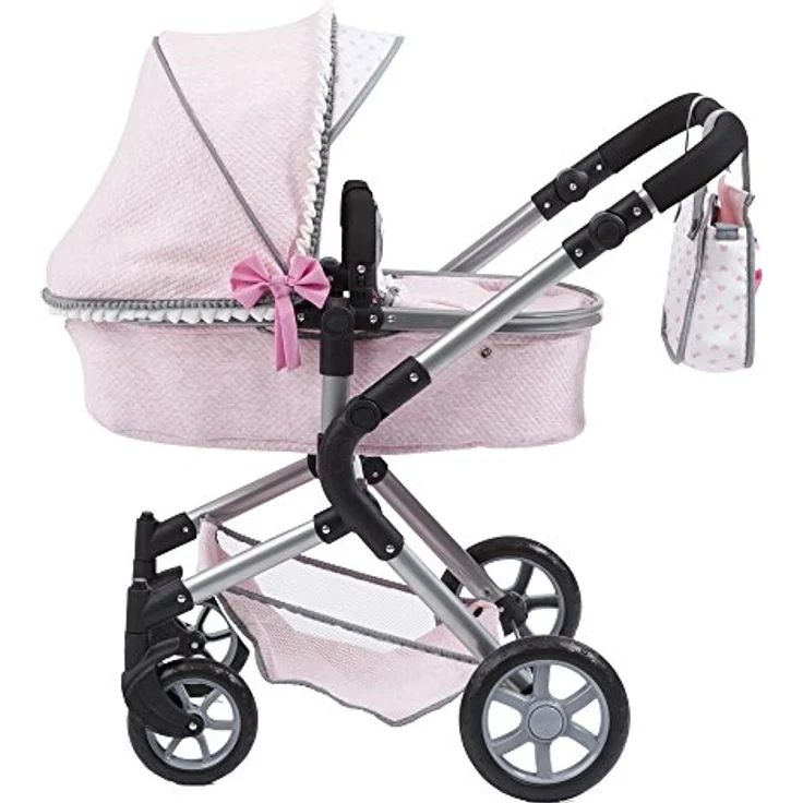 CLAUDIO REIG Puppenwagen Rosa, Cabrio-Kombi mit verstellbarem Griff, inklusive Kissen und Tasche – Bild 4