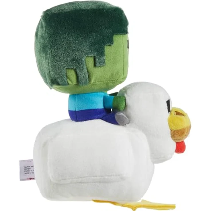 Mattel Plüsch Minecraft Deluxe Chicken Jockey, 20 cm Spielzeug Kuscheltier aus hochwertigen Textilien – Bild 3