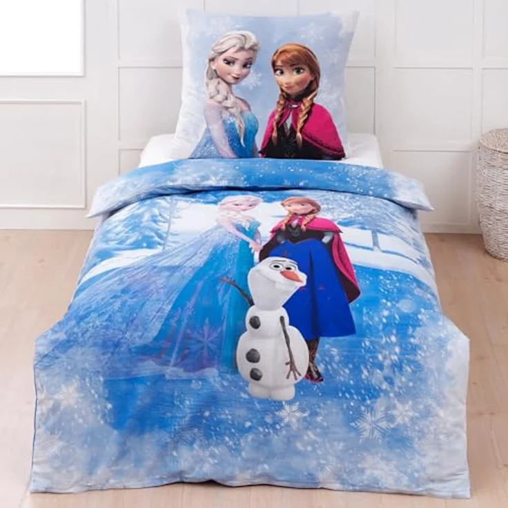 BERONAGE Frozen Die Eiskönigin Kinder-Bettwäsche Sven 135 x 200 + 80 x 80 cm 100% Baumwolle Biber-Flanell-Qualität Arendelle Sven Kristoff Disney Olaf ELSA Anna mit Reißverschluss - Deutsche Größe – Bild 3