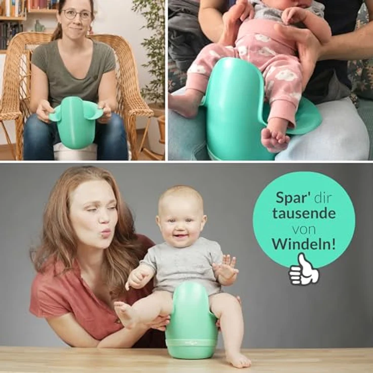 Easypisi Baby-Töpfchen zum Abhalten, windelfrei, Waldgrün, mobiler Babytopf für Jungen/Mädchen bis 1 Jahr, Made in Germany – Bild 4