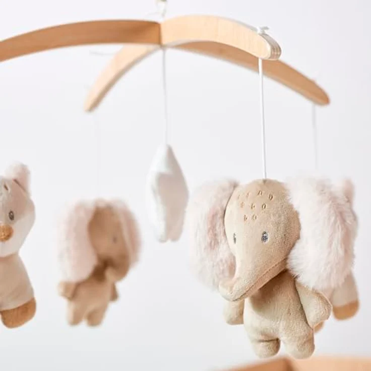 Nattou Mobile mit Spieluhr, Fuchs und Elefant, sanftes Wiegelied "La-Le-Lu", 50 cm, Flo Beige, Holz und Polyester, pflegeleicht, vegan und tierversuchsfrei – Bild 3