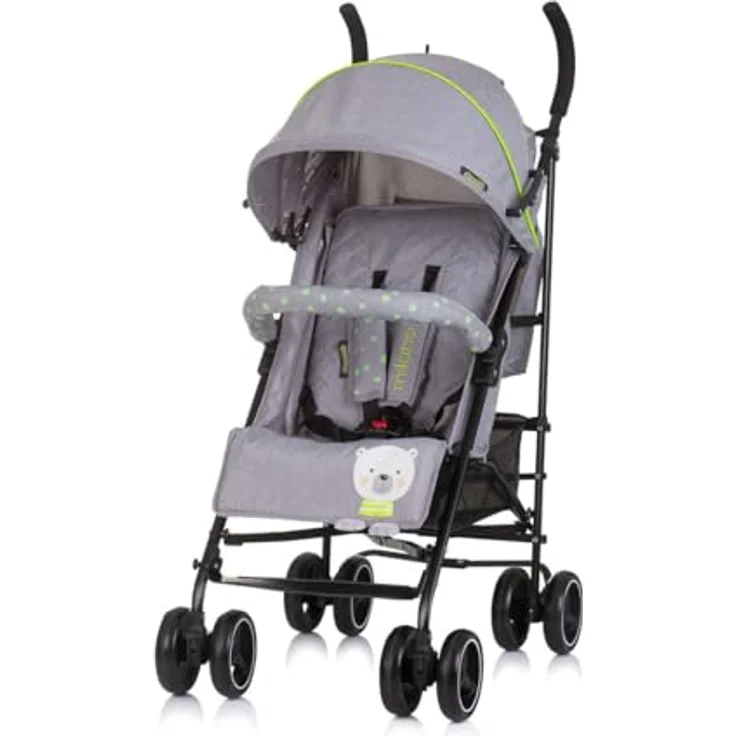 Chipolino Kinder-Buggy Kinderwagen Milano, Buggy bis 22 kg, Rückenlehne verstellbar, faltbar, klassischer Stahlrahmen in Schwarz – Bild 3
