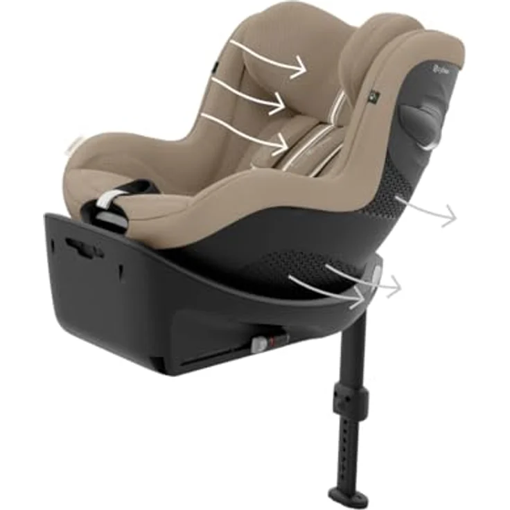 Cybex Sirona G i-Size Plus, Reboard Kindersitz mit 360°-Drehmechanismus, Almond Beige – Bild 7