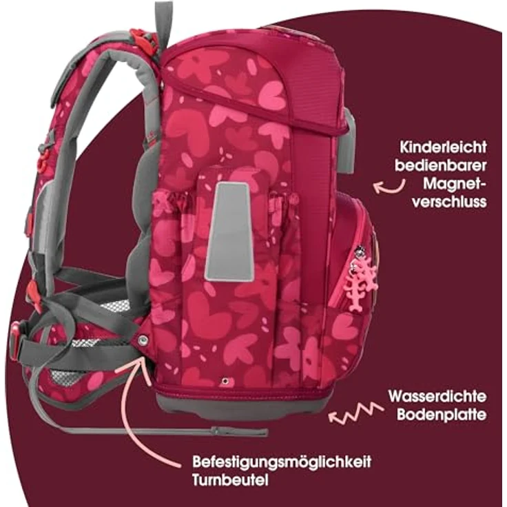 Step by Step Schulranzen-Set Cloud „Wild Horse Nora“, 5-teilig, rot, ergonomischer Tornister mit 19L, höhenverstellbar, reflektierend, inkl. Schulmaterial für Mädchen ab 1. Klasse – Bild 3