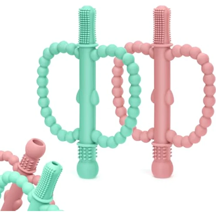 CLDY Beißspielzeug für Babys, sensorisches Kauspielzeug aus BPA-freiem Silikon zur Stimulation und Massage von Zahnfleisch, ab 3 Monaten – Bild 1