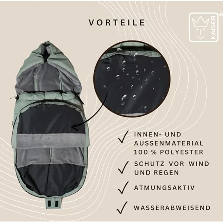 Kaiser Fußsack Akiko Thermo, Kinderwagenfußsack 100 x 45 cm, universal passend für alle Gurtsysteme, pflegeleicht bei 30 Grad – Bild 5