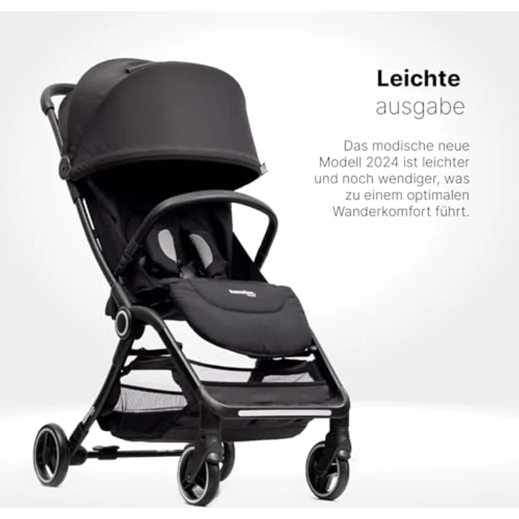 Hamilton by Yoop S2 Leichtgewicht Buggy - MagicFold™ Technology - Bis zu 22 kg - Kinderwagen mit Tragegurt und Getränkehalter - Verstellbar und zusammenklappbar - Faltbarer Buggy Baby - Schwarz – Bild 2