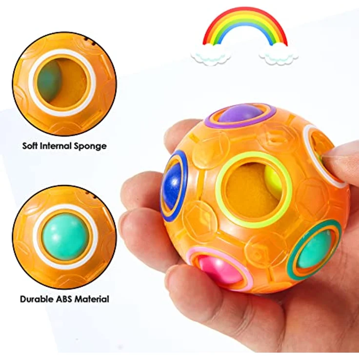 Vdealen Regenbogenball, Magischer Puzzleball zur Stressbewältigung, Geschicklichkeitsspiel für Kinder, Teens & Erwachsene, 7 cm Durchmesser, ABS-Material – Bild 3
