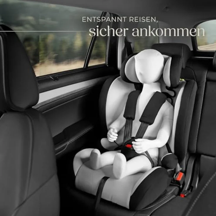 tectake Autokindersitz Sophie, i-Size mit 5-Punkt-Gurt, für 9-36 kg, höhenverstellbare Kopfstütze, ab 15 Monate, optimaler Komfort, schwarz – Bild 7