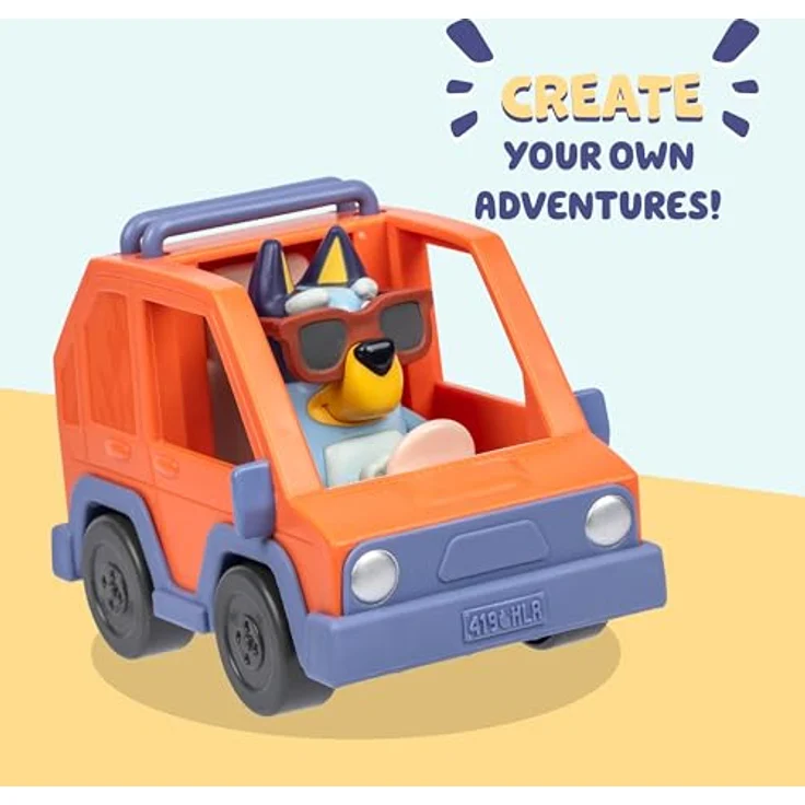 Moose Bluey Minifiguren Spielset Bluey & 4WD Auto mit coolen Sonnenbrillen und beweglicher Figur – Bild 5