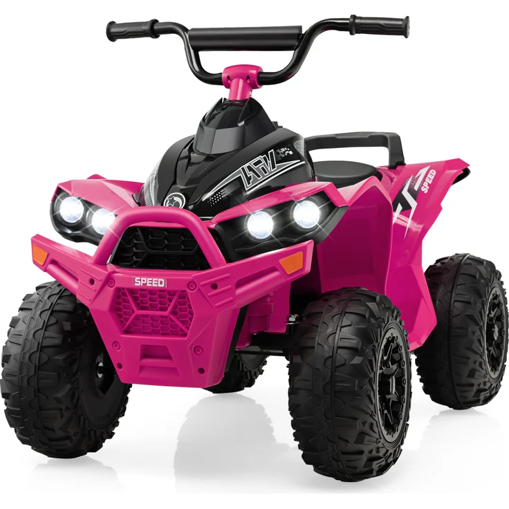 Dreamade Kinder Elektro-ATV, batteriebetriebenes Fahrzeug mit 12V, LED-Lichtern, 2 Geschwindigkeiten, Hupe, Musik, breitem Sitz, ab 3 Jahren, Rosa
