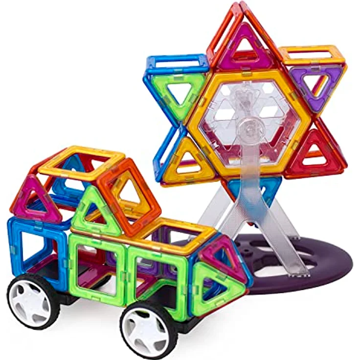 MK MAGNIKON Magnetische Bausteine Der Baumeister, Magnetbau-Set 118-teilig - Montessori Spielzeug ab 3 Jahre, Magnetbausteine – Bild 5