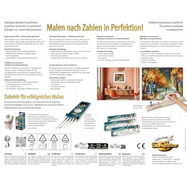 Schipper Malen nach Zahlen Meisterklasse Klassiker - Spaziergang im Herbst, Made in Germany - Acrylfarben, Maltafel 24x30 cm, inkl. Malpinsel und Anleitung – Bild 2