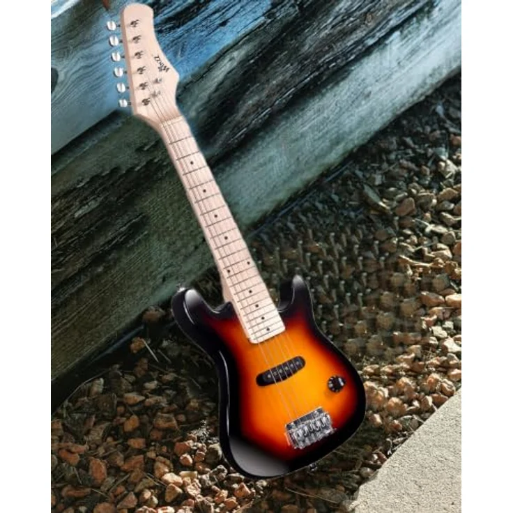 Winzz 30 Zoll Mini E-Gitarre für Kinder, Ahorn Griffbrett, Elektrische Gitarre Anfänger Set mit 3W Verstärker, Sunburst – Bild 4