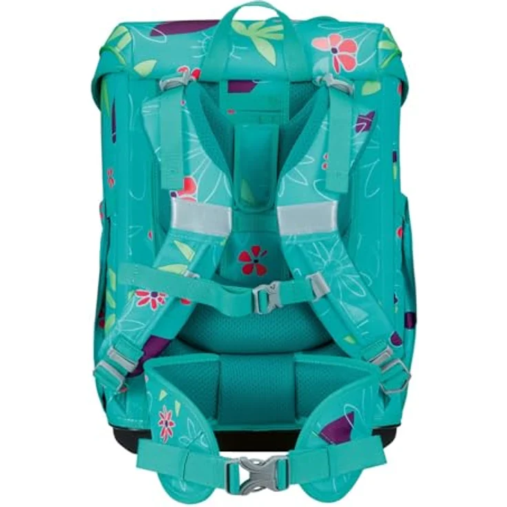 DerDieDas Schulranzen ErgoFlex Easy Set 6-teilig, großes Hauptfach, komfortable Träger, robustes Material, türkis, Butterfly Garden – Bild 3