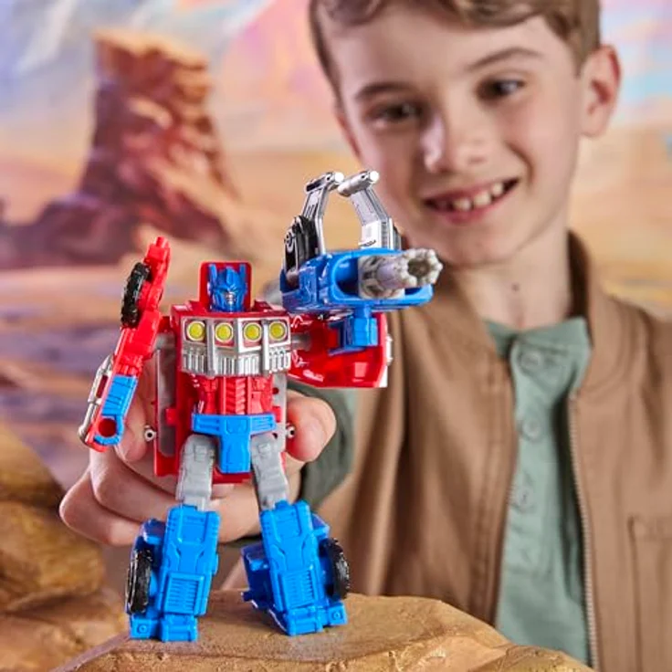 Hasbro Transformers CYBERWORLD Armored Cyber, Optimus Prime Figur 10 cm wandelbar vom Roboter zum Lastwagen mit Blaster-Zubehör – Bild 10