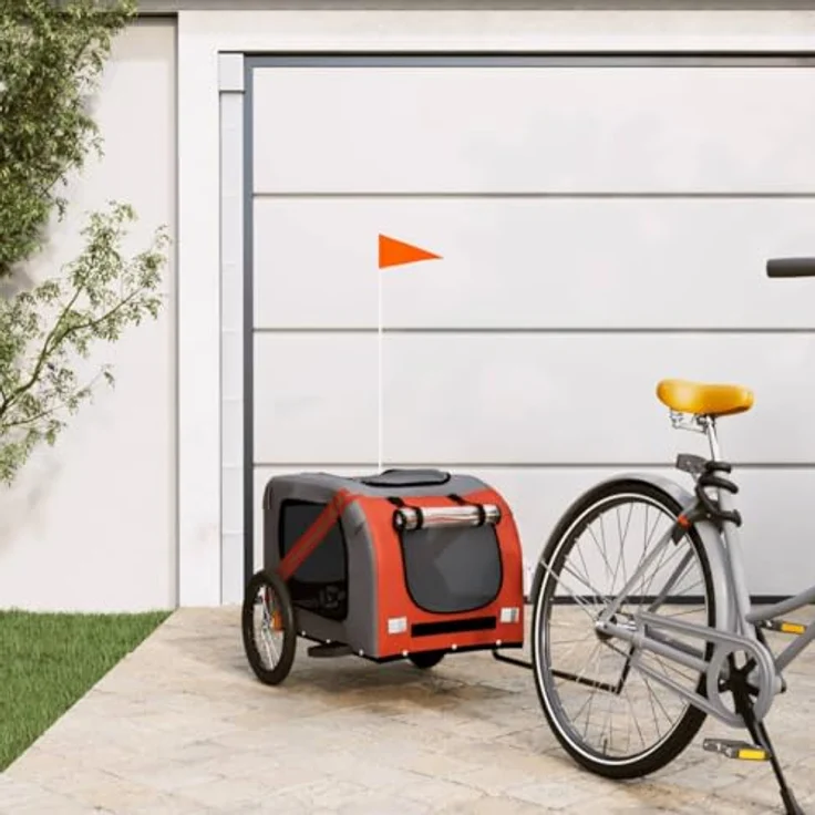 vidaXL Fahrradhundeanhänger Oxford-Gewebe & Eisen Orange/Schwarz 45 kg Tragfähigkeit – Bild 2