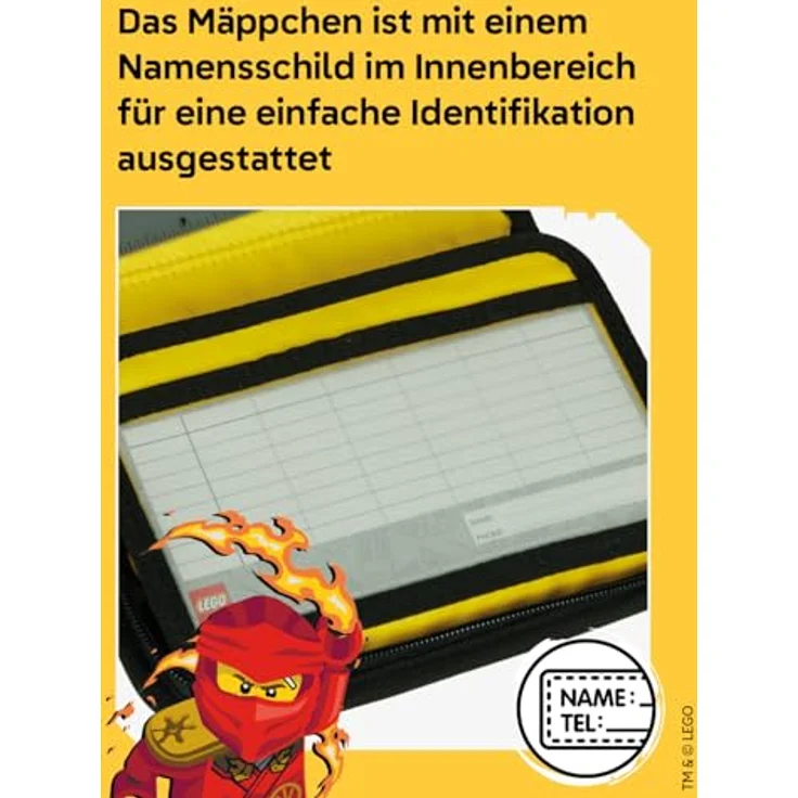 SKANDO BAGS LEGO® NINJAGO® Federmäppchen gefüllt, Spinjitzu Master mit Schulzubehör, Namensschild & Stundenplan, 20 x 14 x 4 cm – Bild 5
