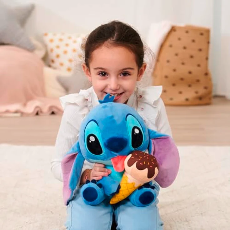 Simba Lilo & Stitch Stitch mit Eiswaffel, 25 cm großer Teddybär aus hochwertigem Plüsch, blau – Bild 3