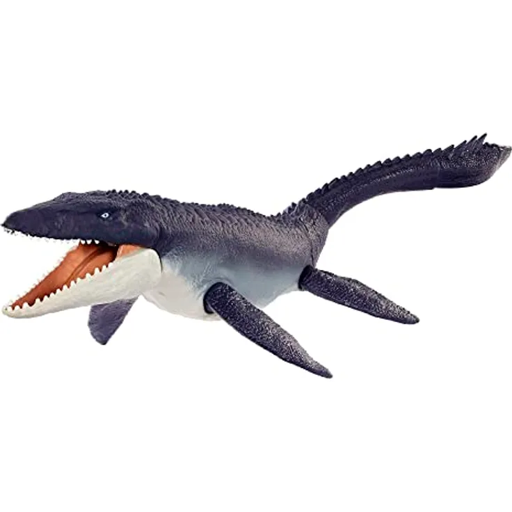 Jurassic World HNJ57 - Dominion Mosasaurus Dinosaurier Action-Figur, 70 cm groß mit beweglichen Gelenken, physisches & digitales Spiel, Dinosaurier Spielzeug für Kinder ab 4 Jahren - Preisvergleich