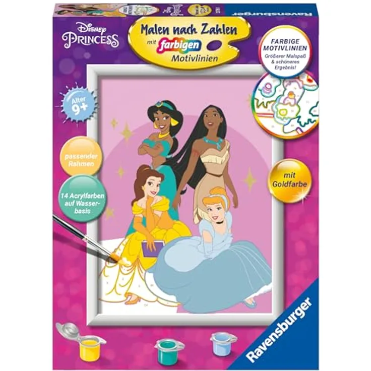 Ravensburger - Malen nach Zahlen 23766 - Disney Prinzessinnen - Kinder ab 9 Jahren