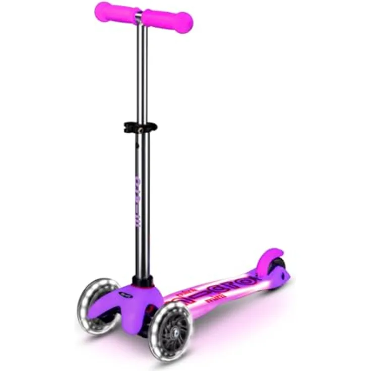 Micro Mini Deluxe Glow LED Plus Frosty Pink, Scooter mit leuchtenden Elementen ohne Batterien