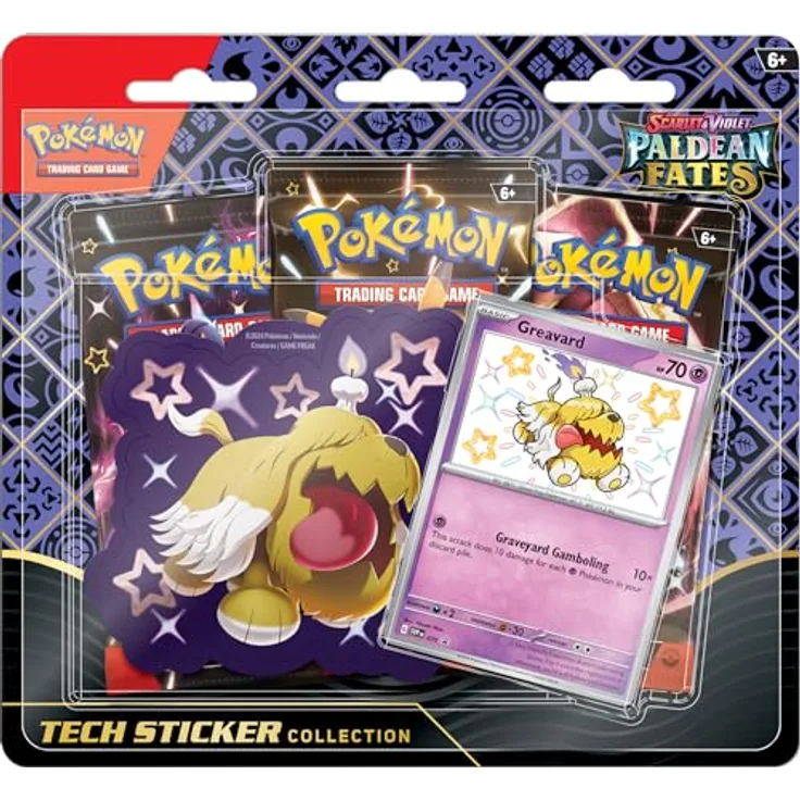 Pokémon Trading Card Game Scarlet & Violet 04.5 Paldean Fates Tech Sticker Blister, mit Shiny Pikachu und 1 Folie Promo-Karte in verschiedenen Varianten