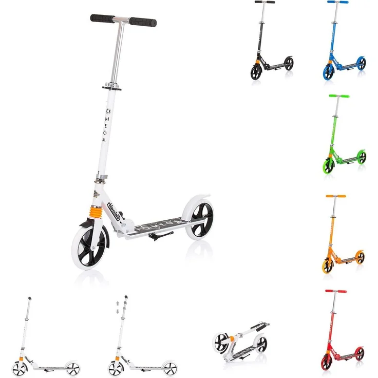Chipolino Kinderroller Omega PU-Räder ABEC-7 Lager verstellbar faltbar Bremse, weiß