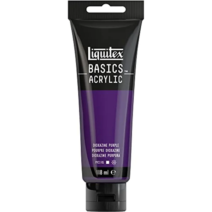 Liquitex Basics Acrylfarbe Dioxazinpurpur, monopigmentierte Künstlerpigmente, lichtecht, mittlere Viskosität, archivqualitativ, seidenglänzender Finish, 118ml Tube – Bild 1