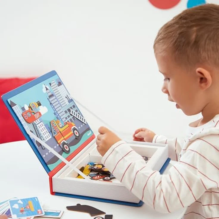 Janod Magnetbuch Feuerwehr, Lernspielzeug mit 60 Magneten, FSC®-zertifiziert, für Kinder ab 3 Jahren – Bild 2