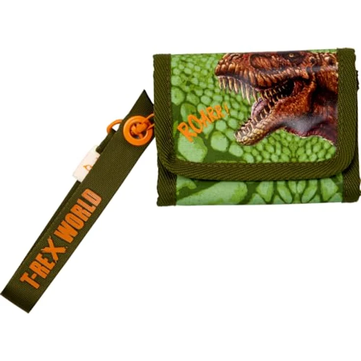 Die Spiegelburg Portmonee T-Rex - T-Rex World, praktisches Kinderportemonnaie mit Schlüsselband und Reißverschlussfach, robustes Polyester, 13 x 9 x 2 cm – Bild 1