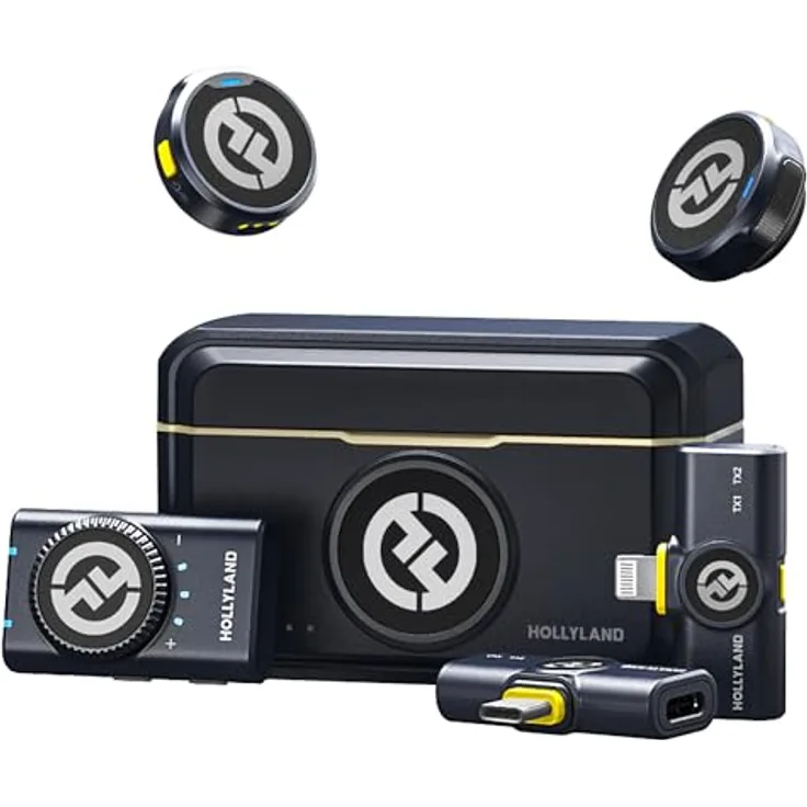 Hollyland Lark M2 Wireless Lavalier Mikrofon (2TX+3RX) für Kamera, iPhone, Android, PC, 48kHz/24 bit Hi-Fi Audio 40H Dauer 300m Reichweite, ENC Antischall Ansteckmikrofon kabellos für Vlog YouTube