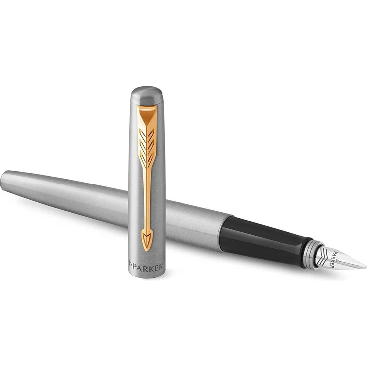 Parker Füllhalter Jotter Core, Edelstahl Gold - Chromzierteile Feder M Geschenkbox – Bild 1