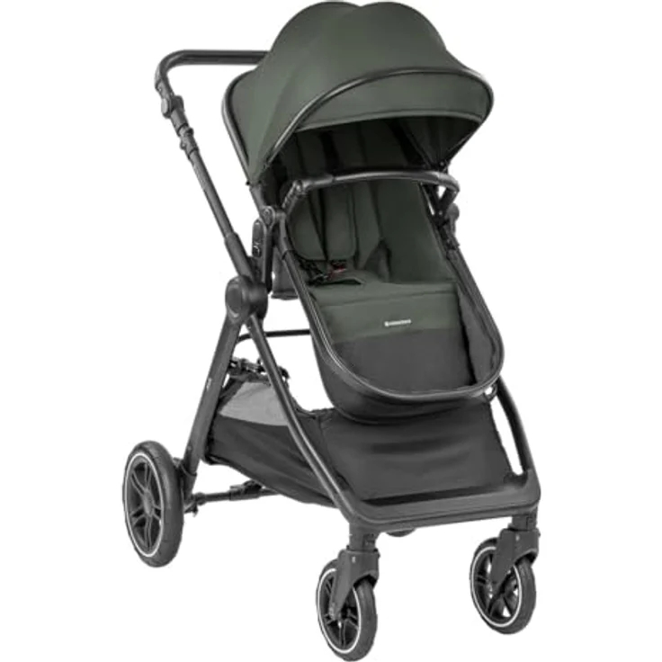 Kikka Boo Kombikinderwagen Ava 3 in 1, mit Babywanne, Babyschale, Gummirädern und Wickeltasche, grün – Bild 3