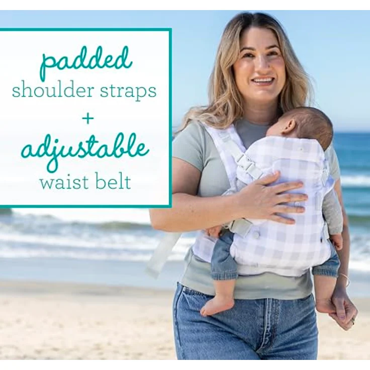Infantino BKids Babytrage Flip Advanced - Ghingham Print, 4-in-1 Bauchtrage für Babys von 3,6 - 14,5 kg, ergonomisch & pflegeleicht – Bild 4