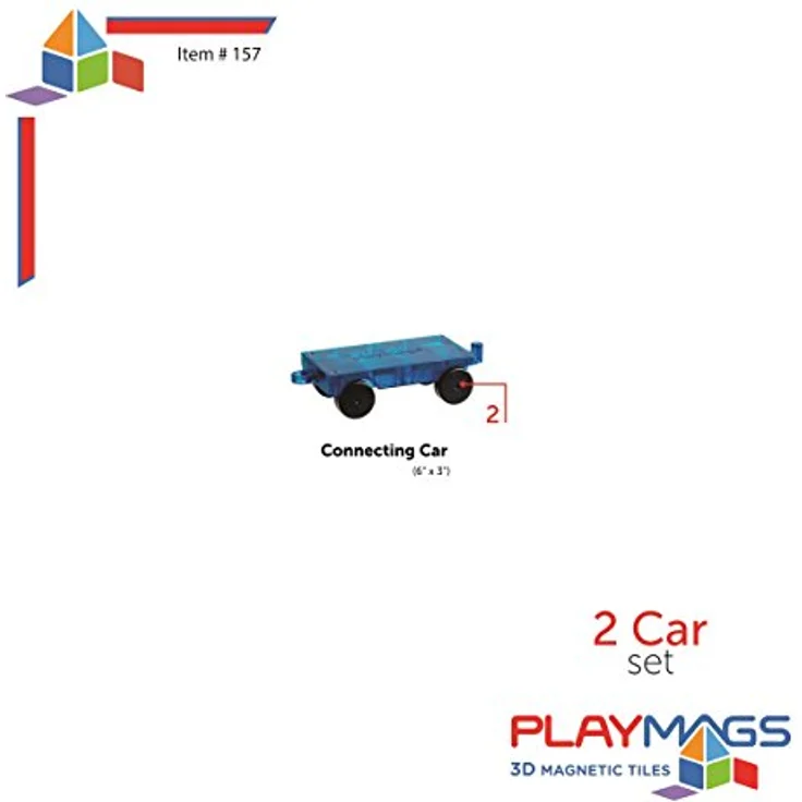 Playmags 2 Stück Auto-Set: stärkere magnetische Fliesen und Blöcke - Super Durable mit Vivid Clear-Color-Fliesen - STEM Spielzeug für Kinder. (Farben können variieren) – Bild 4