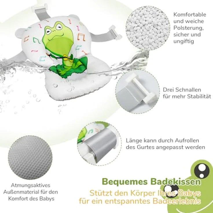 DEANIC Faltbare Babybadewanne, tragbare Babywanne für Neugeborene 0-24 Monate, rutschfester Boden, platzsparend, grün – Bild 5