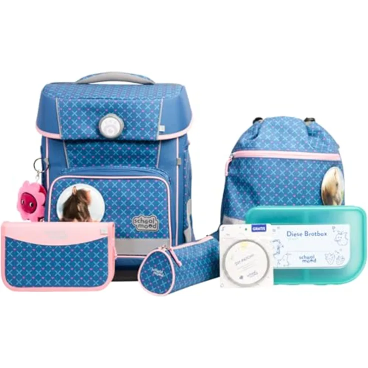 SCHOOL-MOOD® Champion Maxx Pro Mila Pferd, 7-tlg. Schulranzen Set mit ergonomischem Rückenpolster, Wasser- und Schmutzabweisend, 21 Liter Volumen
