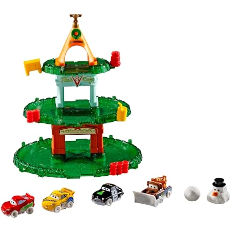 Mattel Disney Pixar Cars Microauta Adventskalender, mit 4 Mini-Fahrzeugen und winterlicher Schneemann-Autofigur – Bild 7
