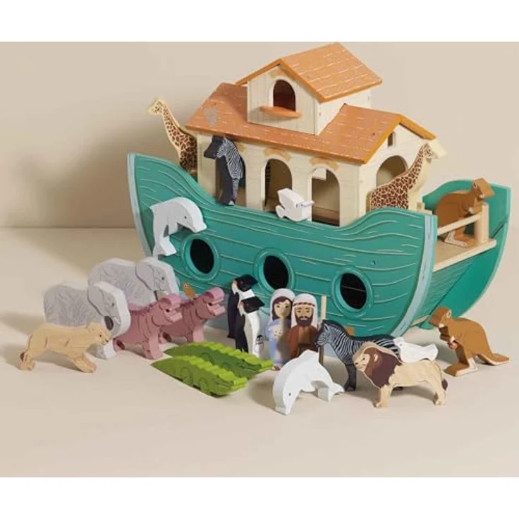 Le Toy Van Die große Arche, hölzernes Spielzeug-Boot mit 10 handbemalten Tierpaaren und Figuren, L 51 x B 17 x H 38 cm, ab 3 Jahre – Bild 2
