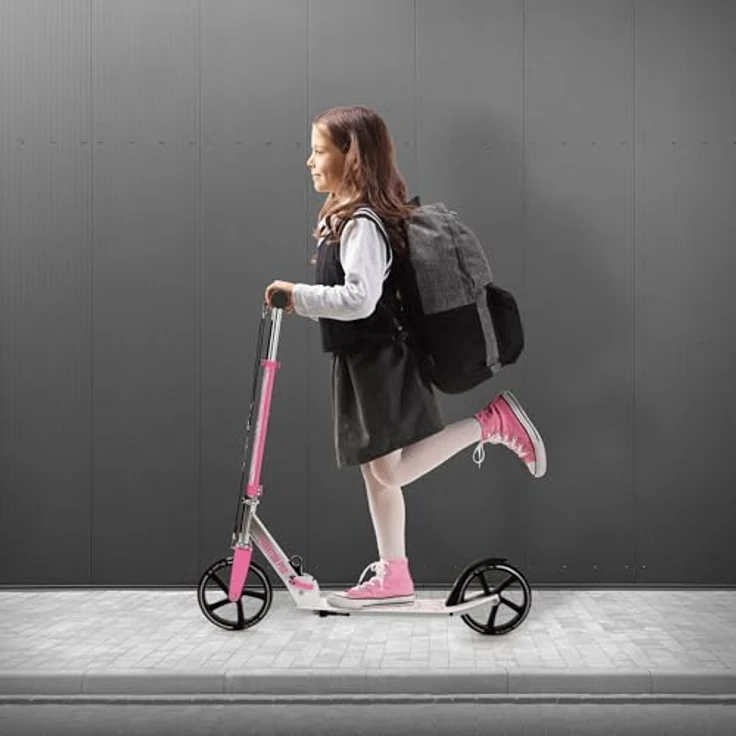 Hauki Cityroller Scooter Rosa, klappbar & höhenverstellbar, XXL-Räder, Tritt-Bremse, für Kinder & Erwachsene bis 100 kg – Bild 9
