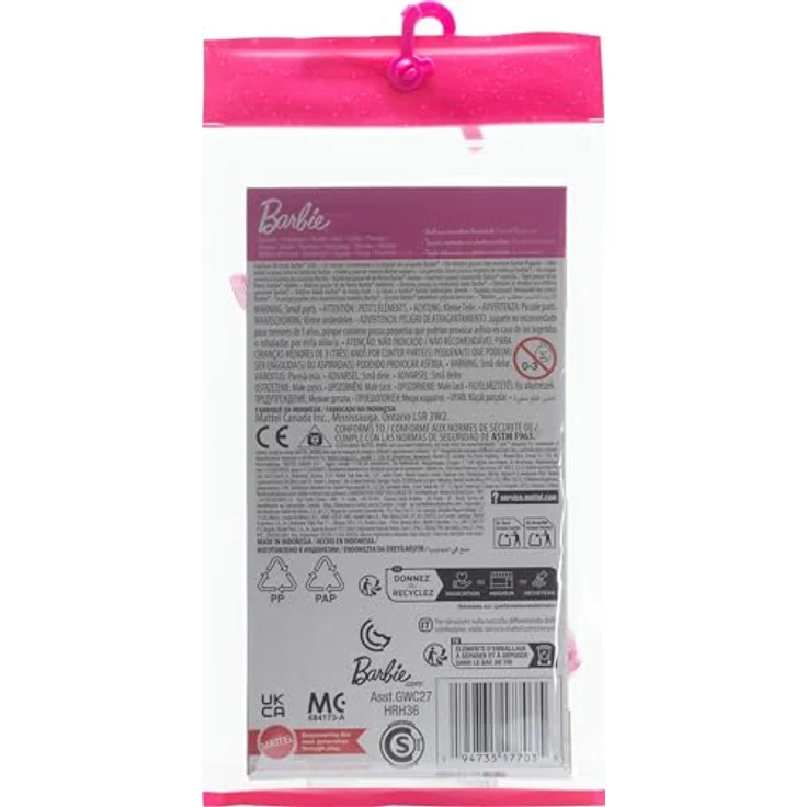 Mattel Barbie Fashion Pack HRH36, Puppenkleid mit Herzdruck, pinke Brille und Absätze – Bild 2