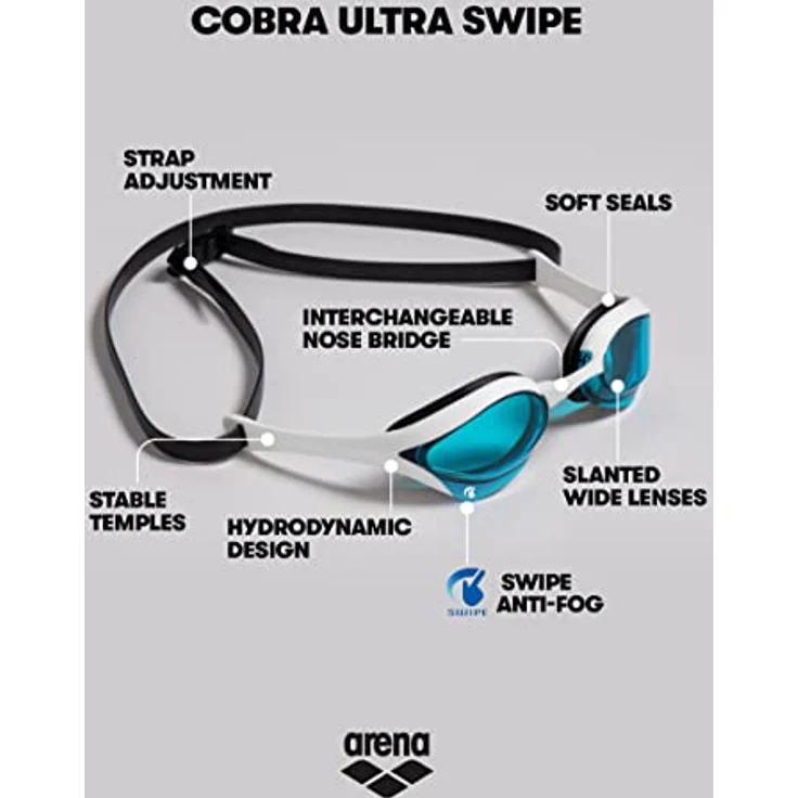 Arena Unisex-Adult Cobra Ultra Swipe Schwimmbrillen, Blue-White-Black, Einheitsgröße – Bild 3