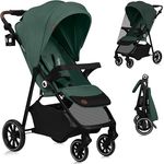 Lionelo EMMA ONE Buggy mit schwenkbaren 360° Rädern, Vollfederung, einhändig klappbar, verstellbarer Rückenlehne und Fußstütze, XXL-Verdeck UPF50+, blau