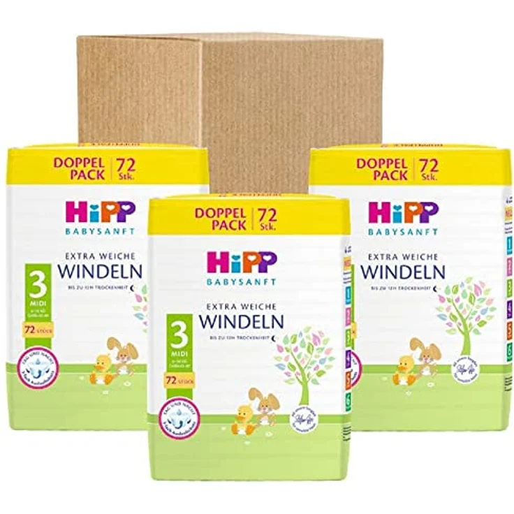 HiPP Babysanft Windeln Midi 3 Vorratsbox (3 x 72 Stück) – Bild 2