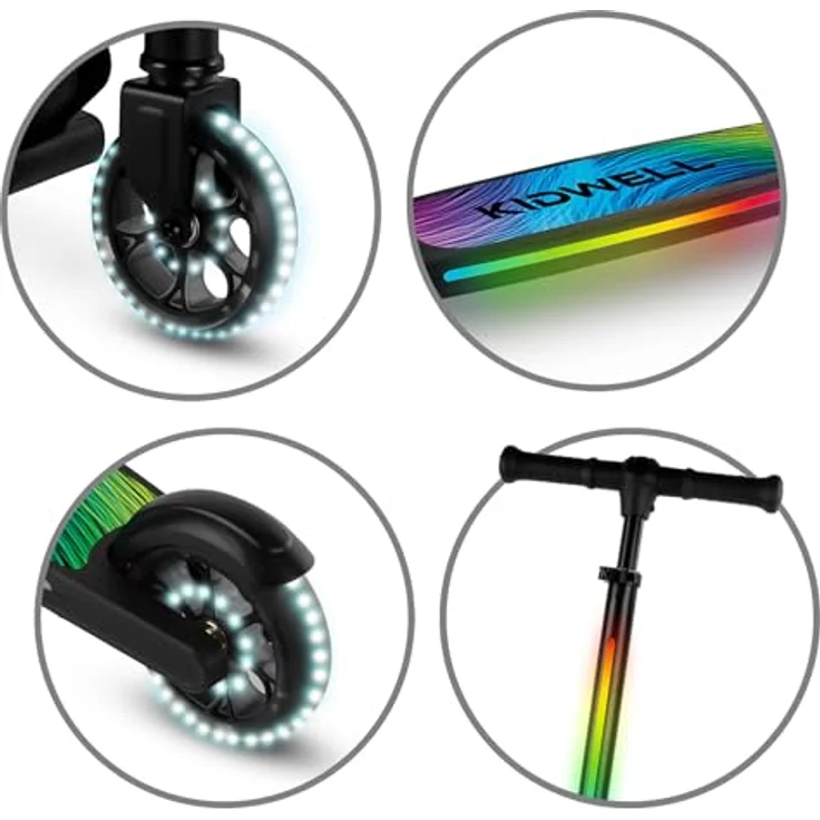 COIL MIDO Balance Scooter, Kinderroller mit Anti-Rutsch-Plattform, ABEC-7-Lager und LED-Rädern, Schwarz, ab 5 Jahren – Bild 6