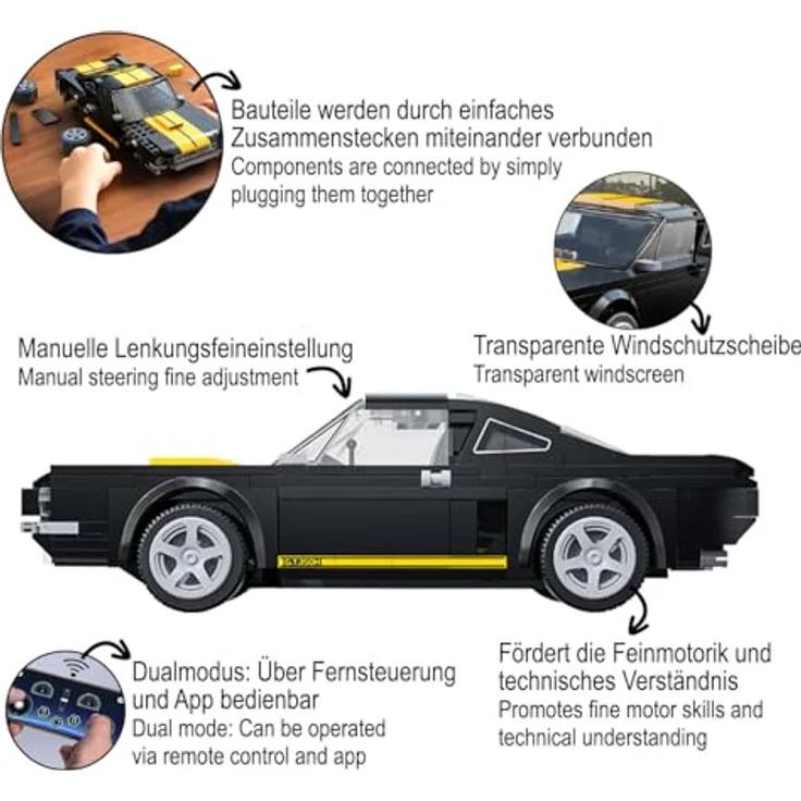 Schwarz Kitchen CaDA Shelby GT350 H 1:20, ferngesteuertes Auto in schwarz mit 2,4GHz Funksteuerung – Bild 4