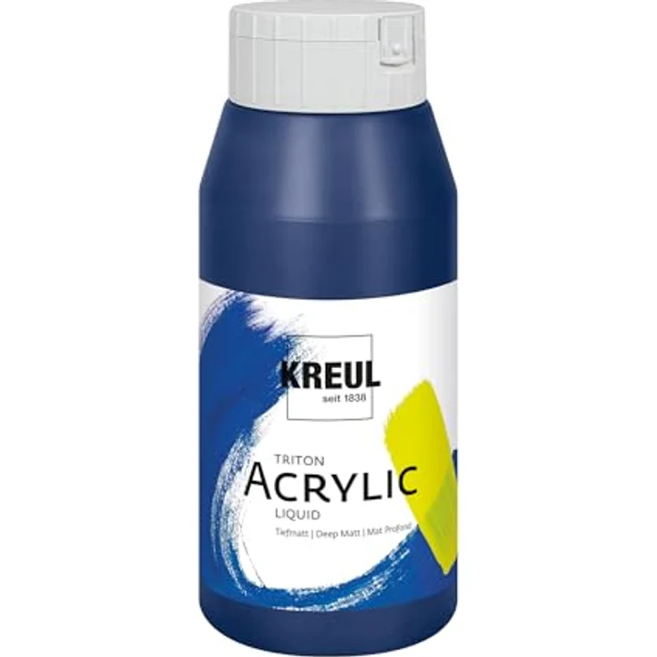 KREUL 17080 Triton Acrylic Liquid, Künstler-Acrylfarbe in Studienqualität, Phthaloblau, 750 ml, tiefmatt, schnell trocknend, wasserbasis, wetterfest – Bild 1